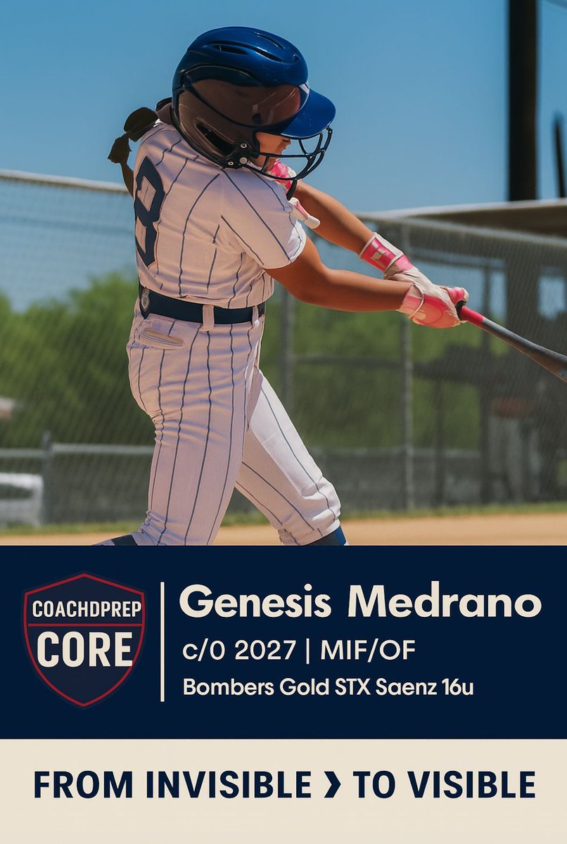 CoachA35's tweet image. Motivated Monday
“God has a plan — even when you don’t see it.”
– JOHN 13:7 ❤️🙏🏽

Genesis Medrano plays with conviction, class, and confidence.
Whether it’s at SS or CF — she brings it every rep.
💪 Character + 4.0 GPA + Work ethic = Recruitable

@GenesisMed2009 is a future…