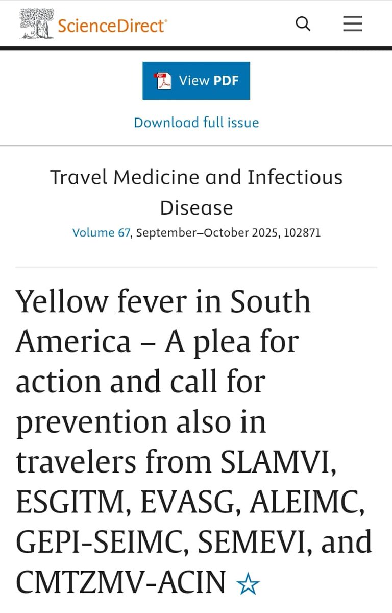 Es un gran placer compartir la versión final de nuestro Editorial sobre Fiebre Amarilla, producto de colaboración entre múltiples sociedades y grupos de estudio de América Latina y el Caribe, y Europa. Travel Med Infect Dis. 2025, 67:102871. Disfrútenlo!
bit.ly/459tH8z