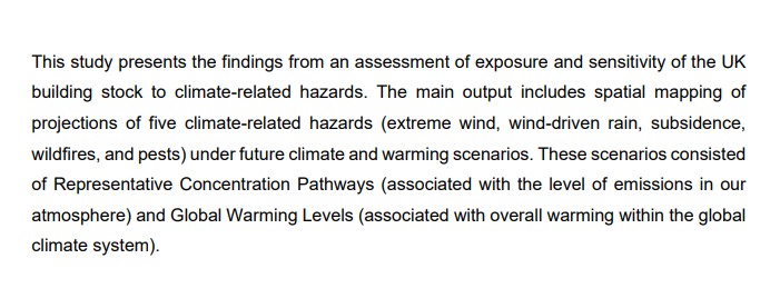 Exposure of UK building stock to five climate-related hazards gov.uk/government/pub… CS-NOW report for <a href="/energygovuk/">Department for Energy Security and Net Zero</a>

#UKhousing #proptech #climatechange #climaterisk