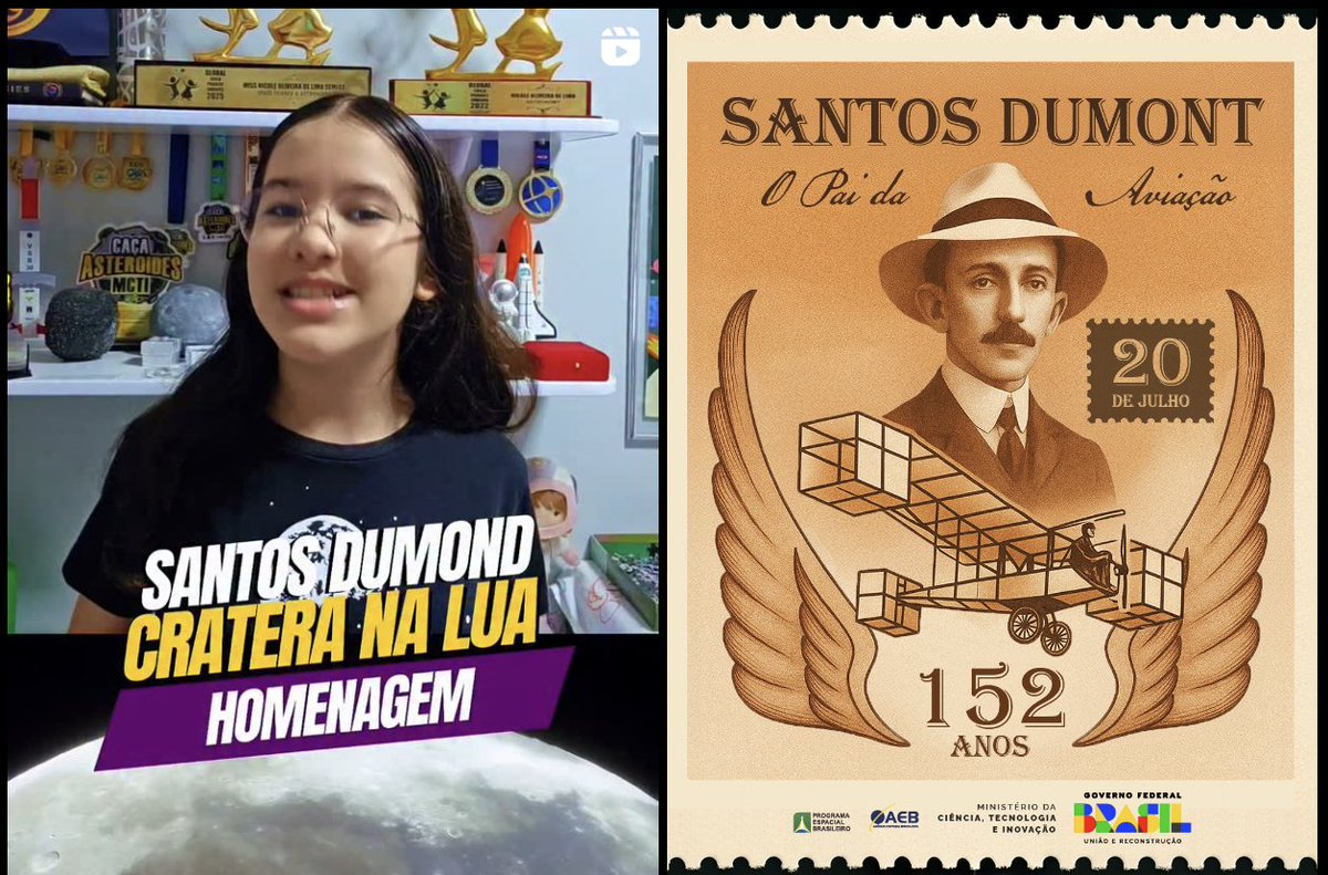 Meu Deus!! Não é só o rosto de Santos Dumont errado, o 14-Bis errado. Na próxima imagem da galeria do Instagram da AGENCIA ESPACIAL BRASILEIRA, o nome está errado. OK, é Collab, mas poderiam ter consertado a thumb antes não?. Geeezzz