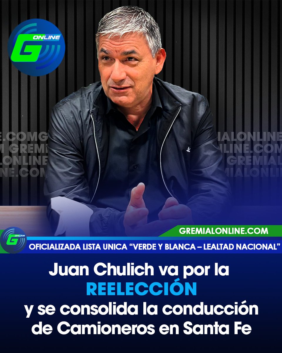 Juan Chulich va por un nuevo mandato en Camioneros Santa Fe con lista única, quedó oficializada la fórmula “Verde y Blanca – Lealtad Nacional” para las elecciones del 12 de octubre. Moyano respaldó públicamente la gestión de Chulich y reafirmó el compromiso  nivel nacional.