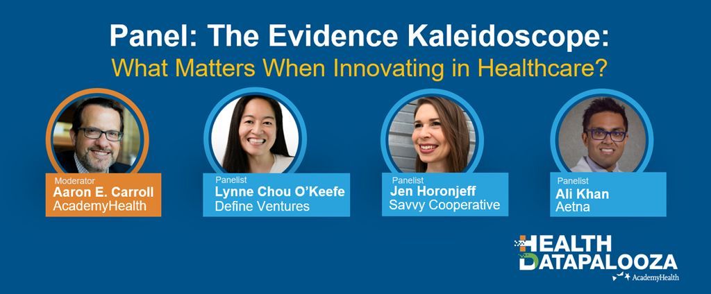 AcademyHealth's tweet image. Don’t miss the #hdpalooza Opening Plenary! @AaronECarroll will moderate a timely discussion with Jen Horonjeff, Ali Khan, and Lynne Chou O’Keefe on how different stakeholders define and apply evidence in health care innovation. Explore the full agenda: buff.ly/HIliur6