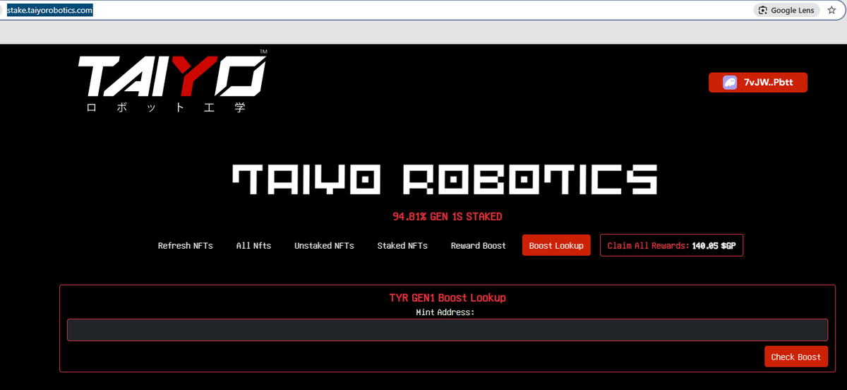 SolZaviar's tweet image. Imagine paper-handing a @TaiyoRobotics for under 100 sol when you make $3k per month (at current undervalued price) via staking?
For those looking to buy, I would recommend seeing if the robot is boosted via the boost lookup on the staking site stake.taiyorobotics.com
