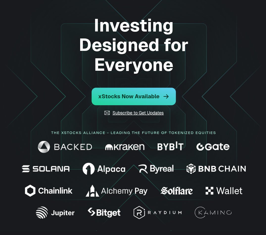 exousia_graphix's tweet image. Ever wished you could trade real stocks like Apple or Tesla without a broker?
@xStocksFi on @Bybit_Official is making that possible.
What Is xStocks?
Tokenized U.S. stocks and ETFs, including Apple, Tesla, NVIDIA, SPDR S&P 500 ETF (SPY), and many more โover 60 assets launchedโฆ