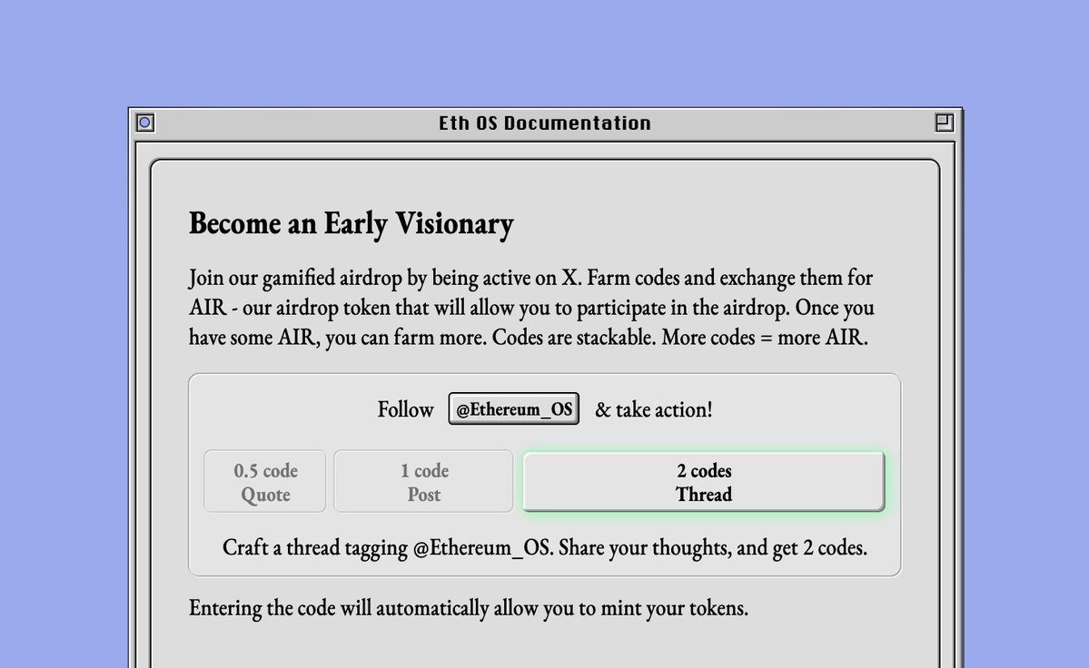 As we are approaching the last 24 hours of "epoch 0", we are happy to update the rules for getting a code to ensure visionaries prevail.