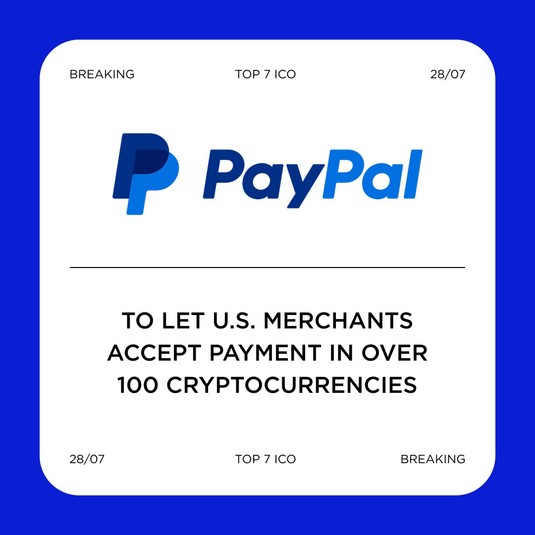 PayPal will let smaller U.S. merchants accept payment in over 100  cryptocurrencies @PayPal will charge merchants a promotional fee of 0.99%  on transactions for the first year and then up the charge