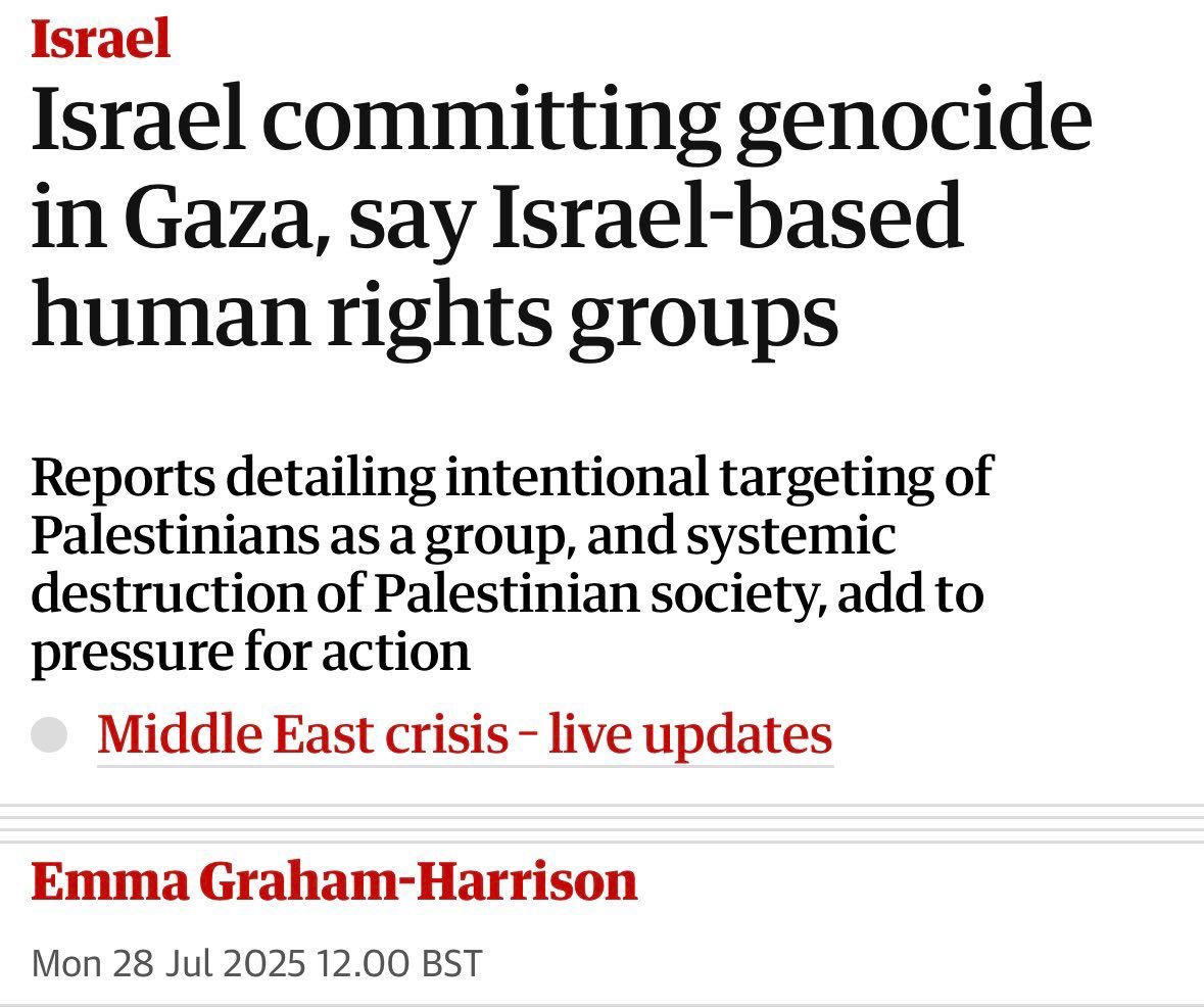 Rula Jebreal (@rulajebreal) on Twitter photo Le organizzazioni israeliane per i diritti umani, <a href="/btselem/">B'Tselem בצלם بتسيلم</a> e PHR si uniscono ad un enorme coro di organizzazioni internazionali come <a href="/hrw/">Human Rights Watch</a> e <a href="/amnesty/">Amnesty International</a> , e 800 giuristi internazionali e esperti di genocidio e l’olocausto, concludendo che Israele sta commettendo un GENOCIDIO. Le organizzazioni israeliane per i diritti umani, <a href="/btselem/">B'Tselem בצלם بتسيلم</a> e PHR si uniscono ad un enorme coro di organizzazioni internazionali come <a href="/hrw/">Human Rights Watch</a> e <a href="/amnesty/">Amnesty International</a> , e 800 giuristi internazionali e esperti di genocidio e l’olocausto, concludendo che Israele sta commettendo un GENOCIDIO.