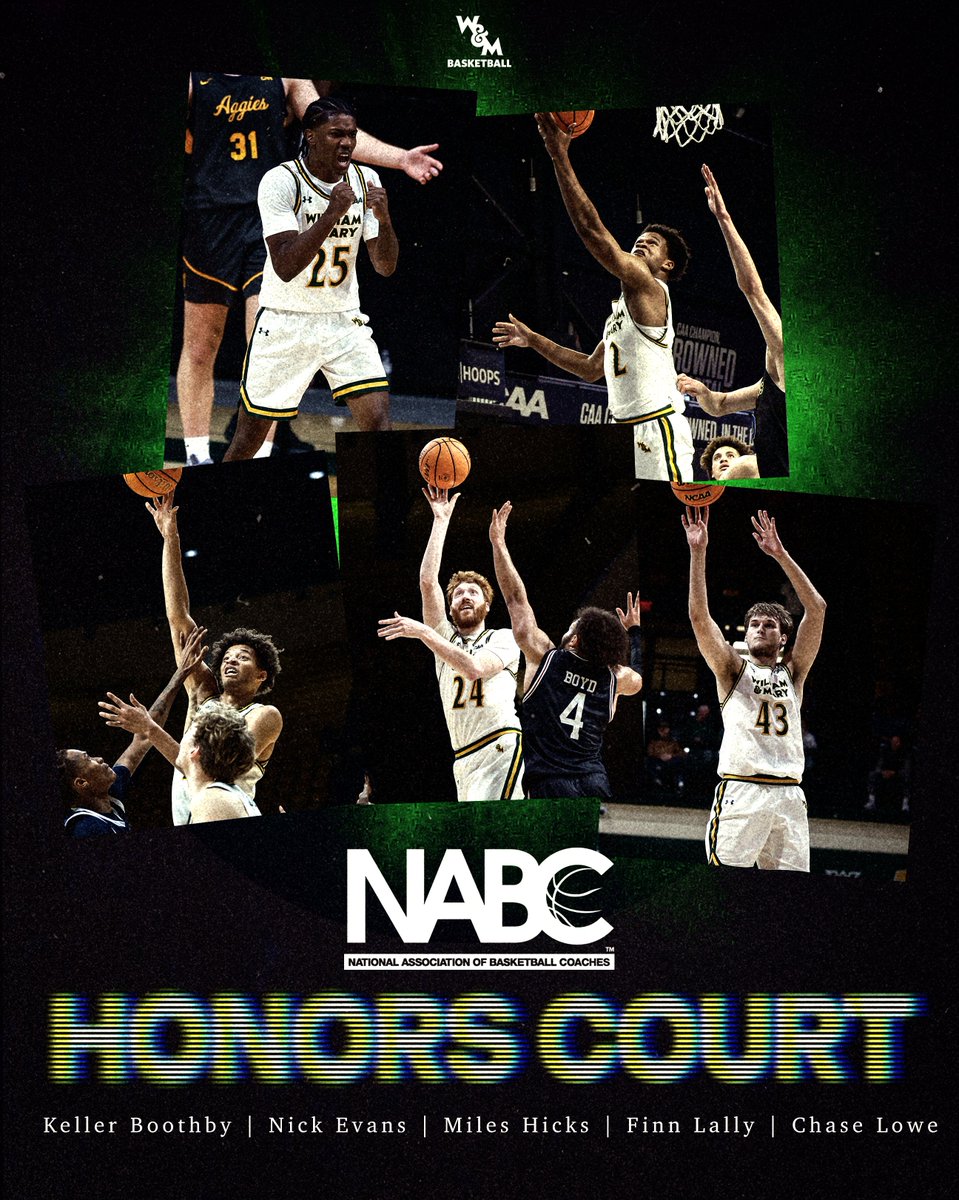 William & Mary Tribe Men's Basketball (@wmtribembb) on Twitter photo ๐ง ๐ช
โก๏ธ NABC Team Academic Excellence Award
โก๏ธ 5๏ธโฃ named  NABC Honor Court 
๐ฐ go.wm.edu/P1wfRV
#GoTribe ๐ง ๐ช
โก๏ธ NABC Team Academic Excellence Award
โก๏ธ 5๏ธโฃ named  NABC Honor Court 
๐ฐ go.wm.edu/P1wfRV
#GoTribe
