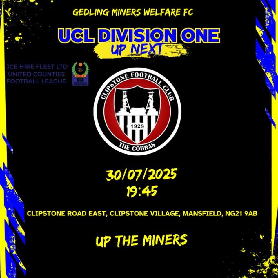 GedlingMWFC's tweet image. 📆🚌| Up Next! 

Midweek football for the Miners as we travel to @ClipstoneFC1 for our next @utdcos Division One game! #UTM