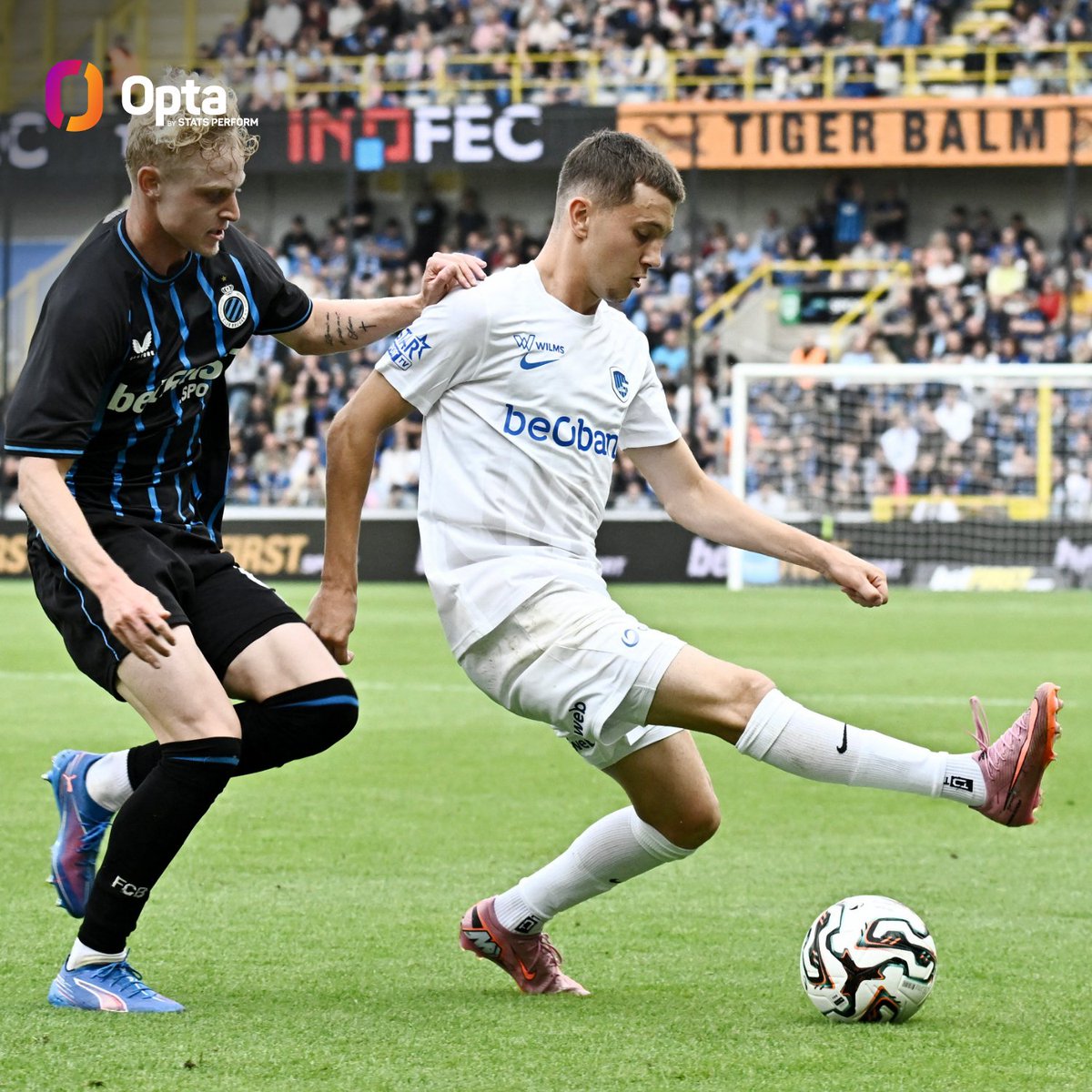 6 - On MD1 of the Jupiler Pro League 2025-26, Konstantinos Karetsas completed twice as many dribbles as any other player (6), while also becoming the youngest player (17 years and 250 days) with six completed dribbles in a single game since Jérémy Doku in 2019. Playground.