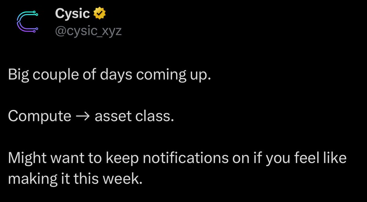 MooncCrypto's tweet image. Big week ahead. 👀
Compute → asset class.
@cysic_xyz is redefining what ZK infrastructure means, turning raw compute into a tradeable, decentralized resource.
If you’re not watching closely, you’re missing the start of something massive.
Keep notifications on. 🚀
Gmsor…