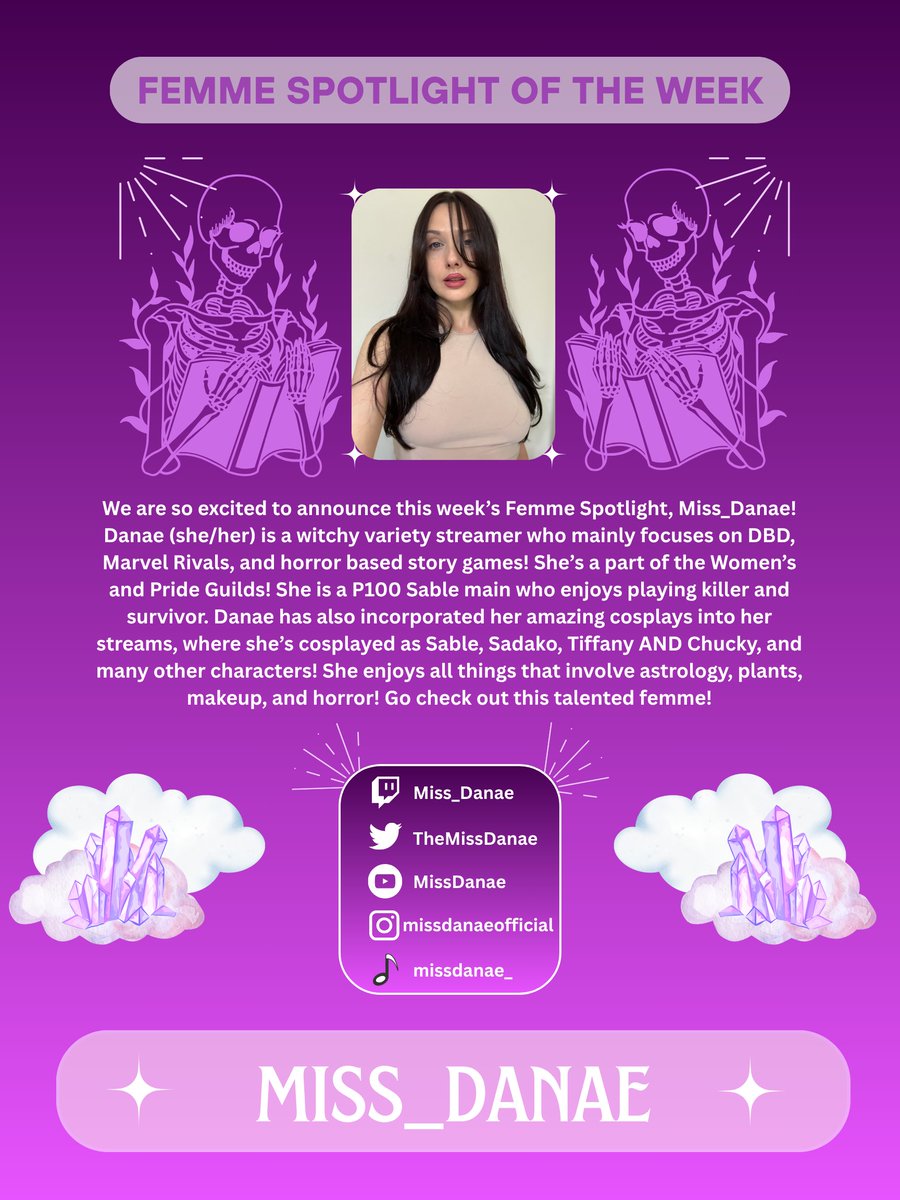FemmesoftheFog's tweet image. Our femme spotlight of the week goes to the gorgeous @TheMissDanae ! Make sure to say congrats and give her a follow on her socials!💜💜💜