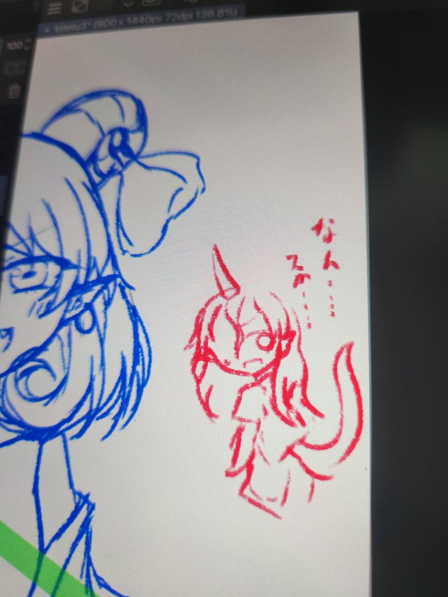 rykyukkuri's tweet image. 今夜はラフしかできなかったのでまた明日