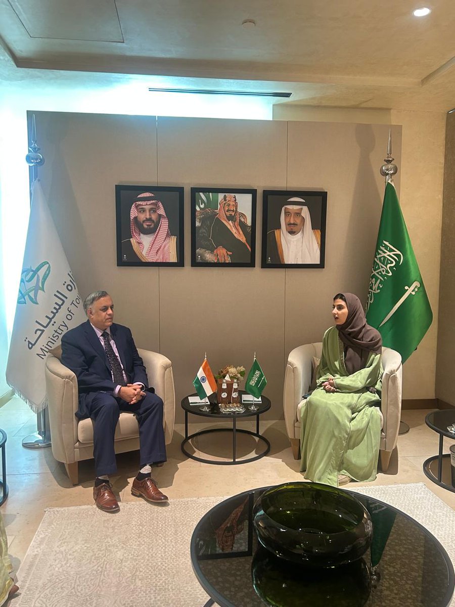 IndianEmbRiyadh's tweet image. Ambassador Dr Suhel Khan had a productive meeting with Deputy Minister of Tourism @Saudi_MT HH Princess Sara bint Abdulaziz. They discussed tourism cooperation between India &amp;amp; Saudi Arabia and ways to activate the newly formed Tourism Working Group under the Tourism and Cultural…
