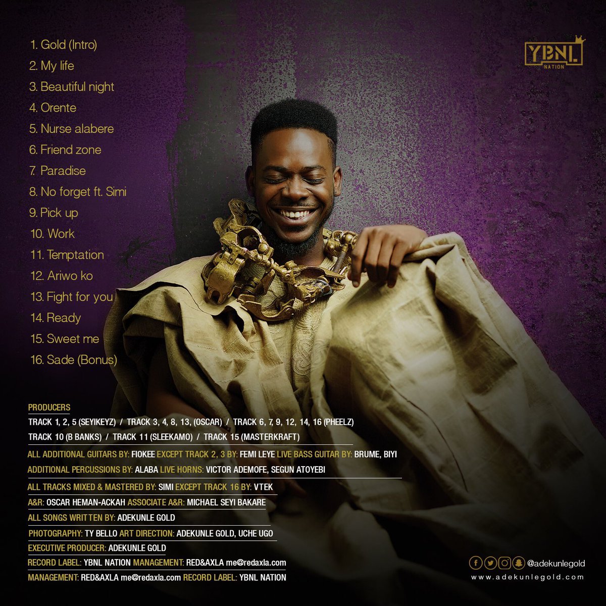 MediaPizzazz's tweet image. 🚨 9 YEARS AGO TODAY, Adekunle Gold dropped his iconic debut album “Gold” 🪙✨
The album that redefined alternative Afropop and gave us classics like Orente, Pick Up, and Ready 💛
✅ Peaked at No. 7 on Billboard World Albums
An era. A statement. A classic. 💫