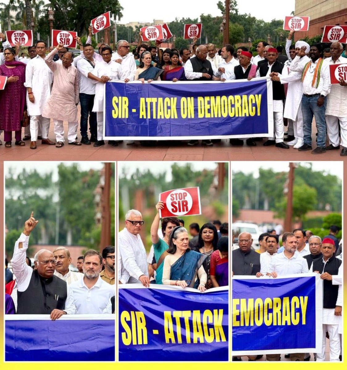 SIR जैसे कानून गरीब, दलित, और पिछड़े वर्गों को वोट से दूर करने की साज़िश हैं।
INDIA गठबंधन  हर मंच पर इसका विरोध करेगी।

हमने संविधान बनाया है,
हम उसे टूटने नहीं देंगे!

📍मकर द्वार, संसद परिसर, नई दिल्ली