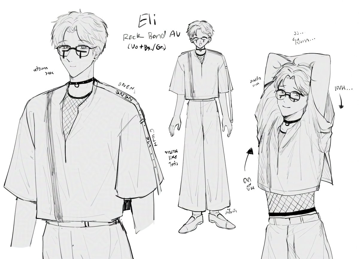 umu_omurice's tweet image. Eli Clark (Rock Band AU) + design note
