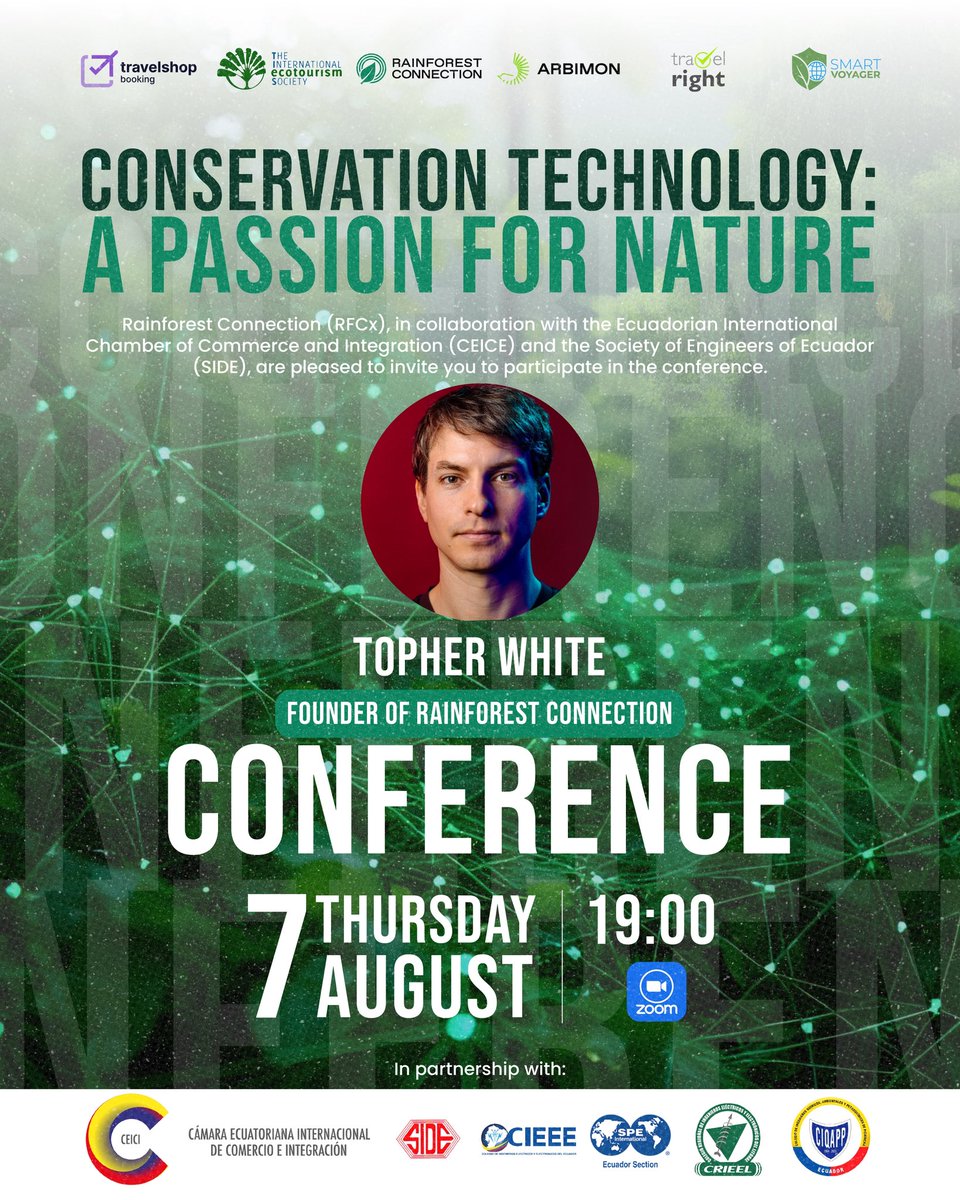 Rainforest Connection (@rainforestcx) on Twitter photo Join @rainforestcx founder <a href="/topherwhite/">Topher White</a> this Aug 7, 7PM UTC-5 on Zoom “Conservation Technology: A Passion for Nature” where rainforest soundscapes meet frontier tech in a mission to protect the planet. Join @rainforestcx founder <a href="/topherwhite/">Topher White</a> this Aug 7, 7PM UTC-5 on Zoom “Conservation Technology: A Passion for Nature” where rainforest soundscapes meet frontier tech in a mission to protect the planet.