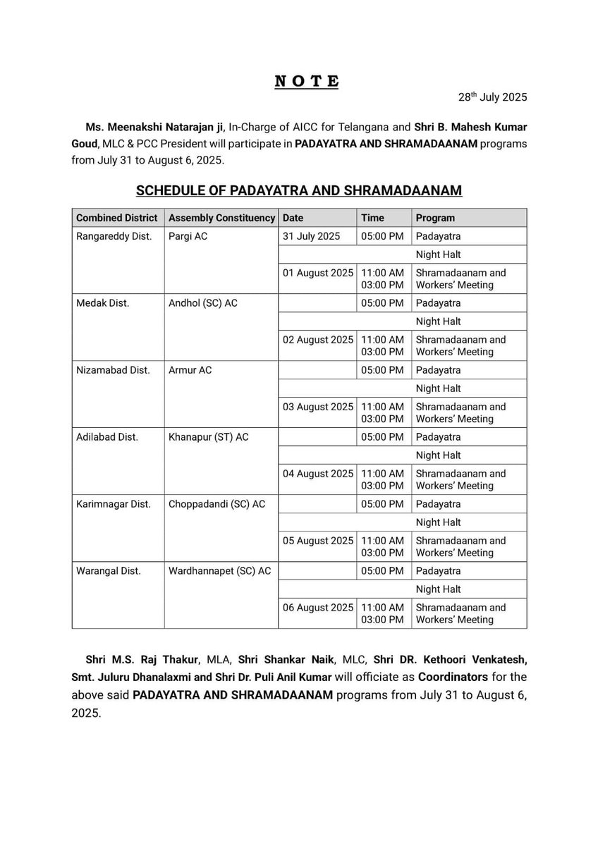 BharathMBNR's tweet image. సీఎం, మంత్రులు, PCC ఇంత మంది ఉండగా వీళ్ళెవరూ పనికొచ్చేటోళ్లు కాదని స్వయంగ కాంగ్రెస్ ఇంచార్జి మీనాక్షి పాదయాత్ర చేస్తారంట.
ఈ కాంగ్రెస్ నాయకత్వం అంత పనికిరానోళ్లు అని కాంగ్రెస్ కార్యకర్తలకి చెప్పినట్టే ఉంది.