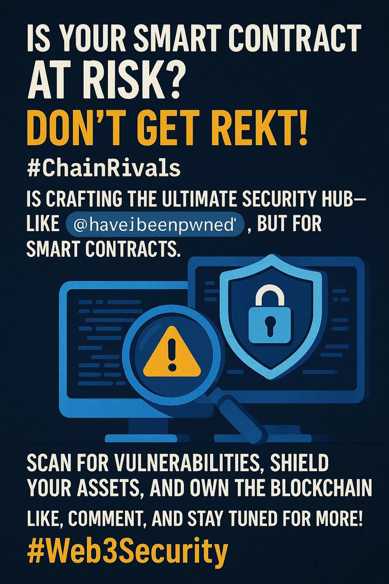 chain_rivals's tweet photo. GM GM 🛡️🛡️🛡️
We have something cooking, 
Think an intersection of @haveibeenpwned, #Web3Artifacts and #Web3Security https://t.co/ztb4Vvo6II