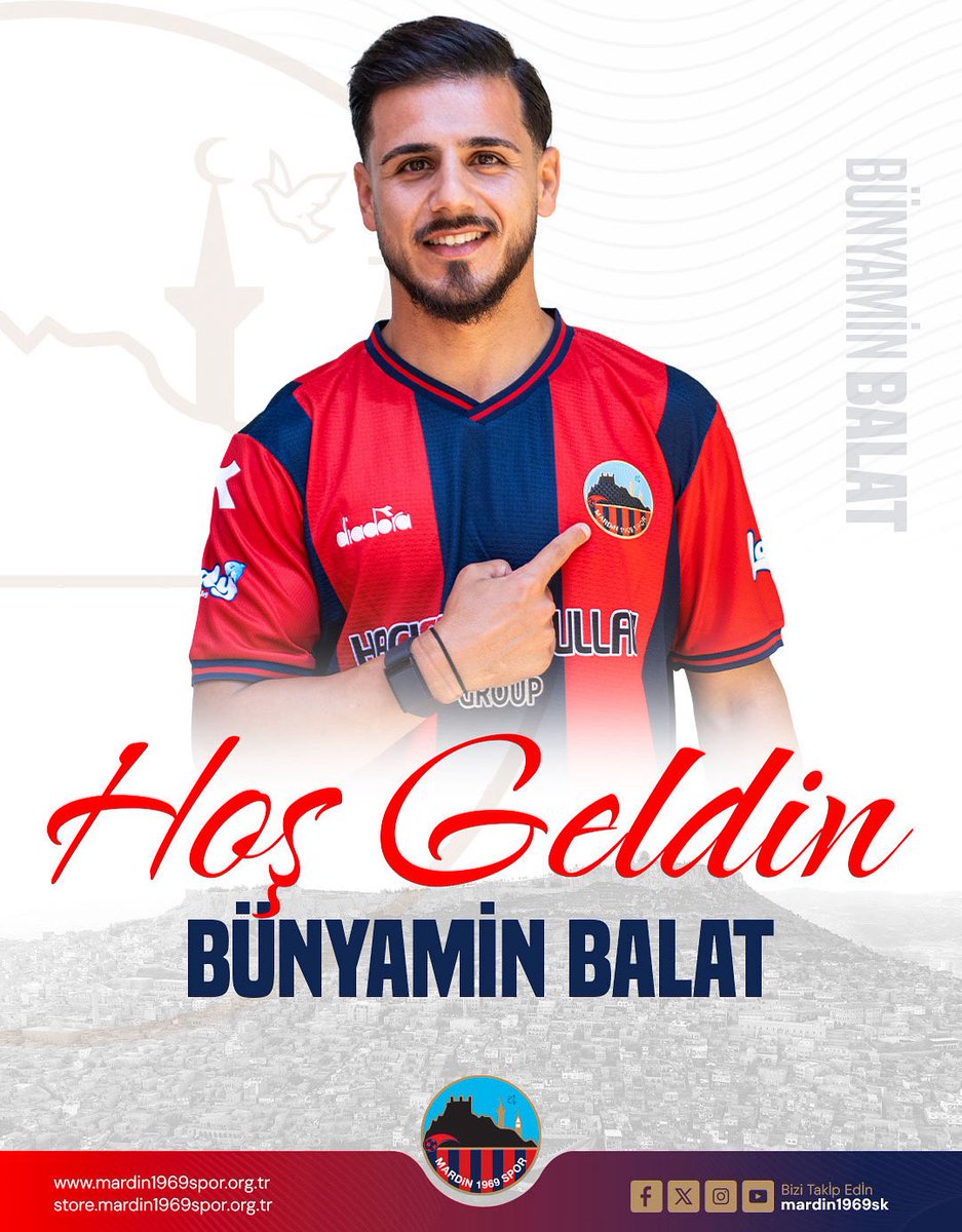 Mardin 1969 Spor’umuz, 28 yaşındaki profesyonel futbolcu Bünyamin Balat ile 2025-2026 ve 2026-2027 sezonları için anlaşmaya varmıştır.  

On numara mevkiinde forma giyecek olan Bünyamin’e kırmızı-lacivertli formamızla başarılar diliyoruz.  
Hoş geldin Bünyamin Balat!🔴🔵