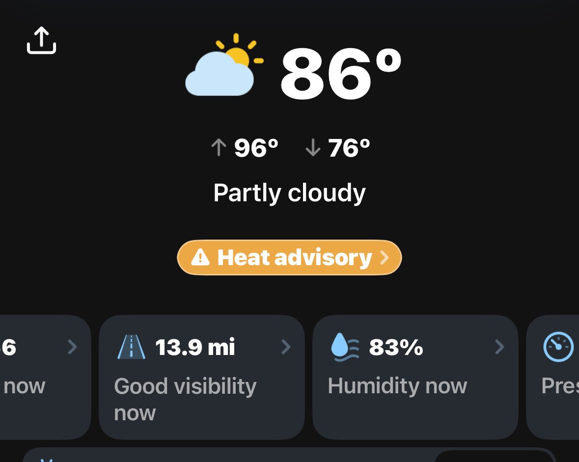 TPrince6189's tweet image. 86° with 83% humidity. Lol welcome to the Deep South. 🫠🥵