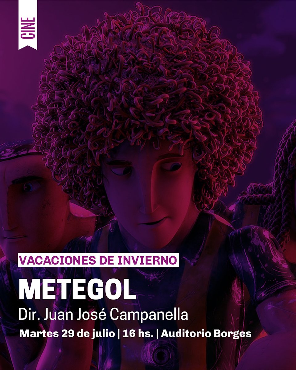 #VacacionesDeInvierno❄️ | Proyección de "Metegol", de Juan José Campanella 

📅 Martes 29 de julio |16 hs. | Auditorio Jorge Luis Borges

🎟 Entrada libre y gratuita.
+ info: bn.gob.ar/agenda-cultura…