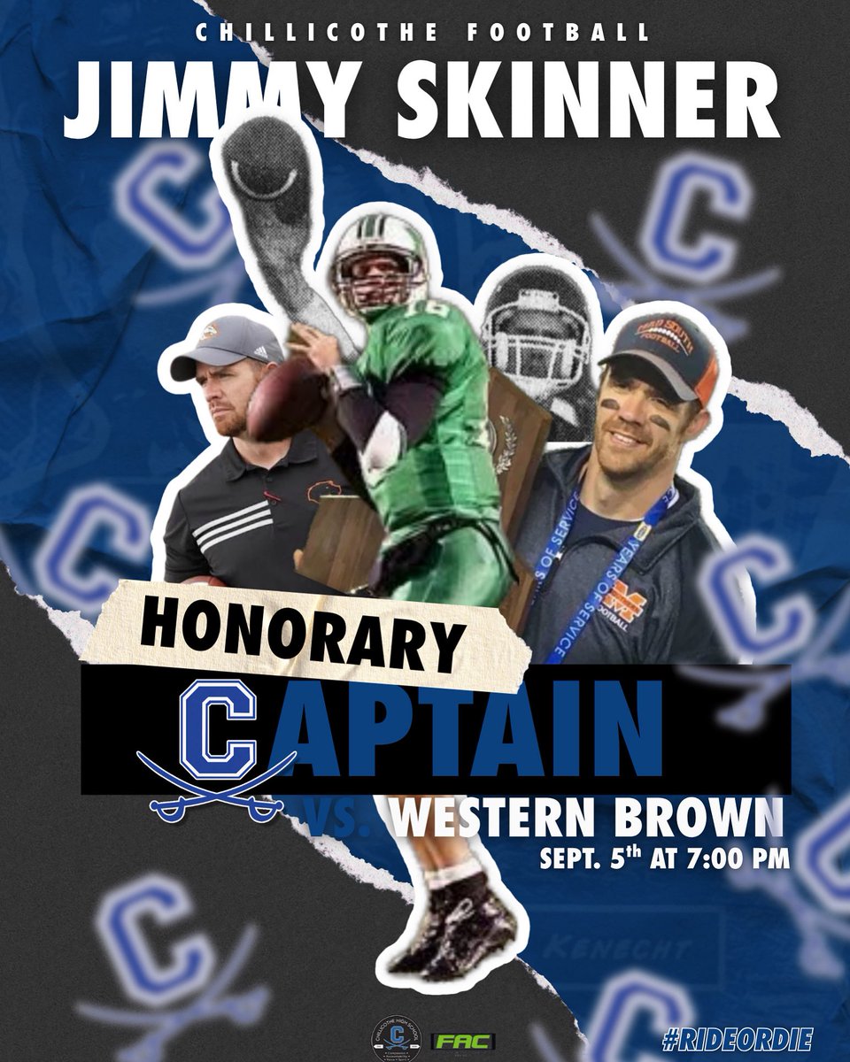 Chillicothe_FB's tweet image. Let’s G🅾️🅾️

Excited to have Chillicothe Football and @HerdFB legend back in the Mill City 🏭

Join us in welcoming home 🏠 QB1 @CoachSkinner16 as our Week 3 Honorary Captain vs. Western Bryan!

#rideordie