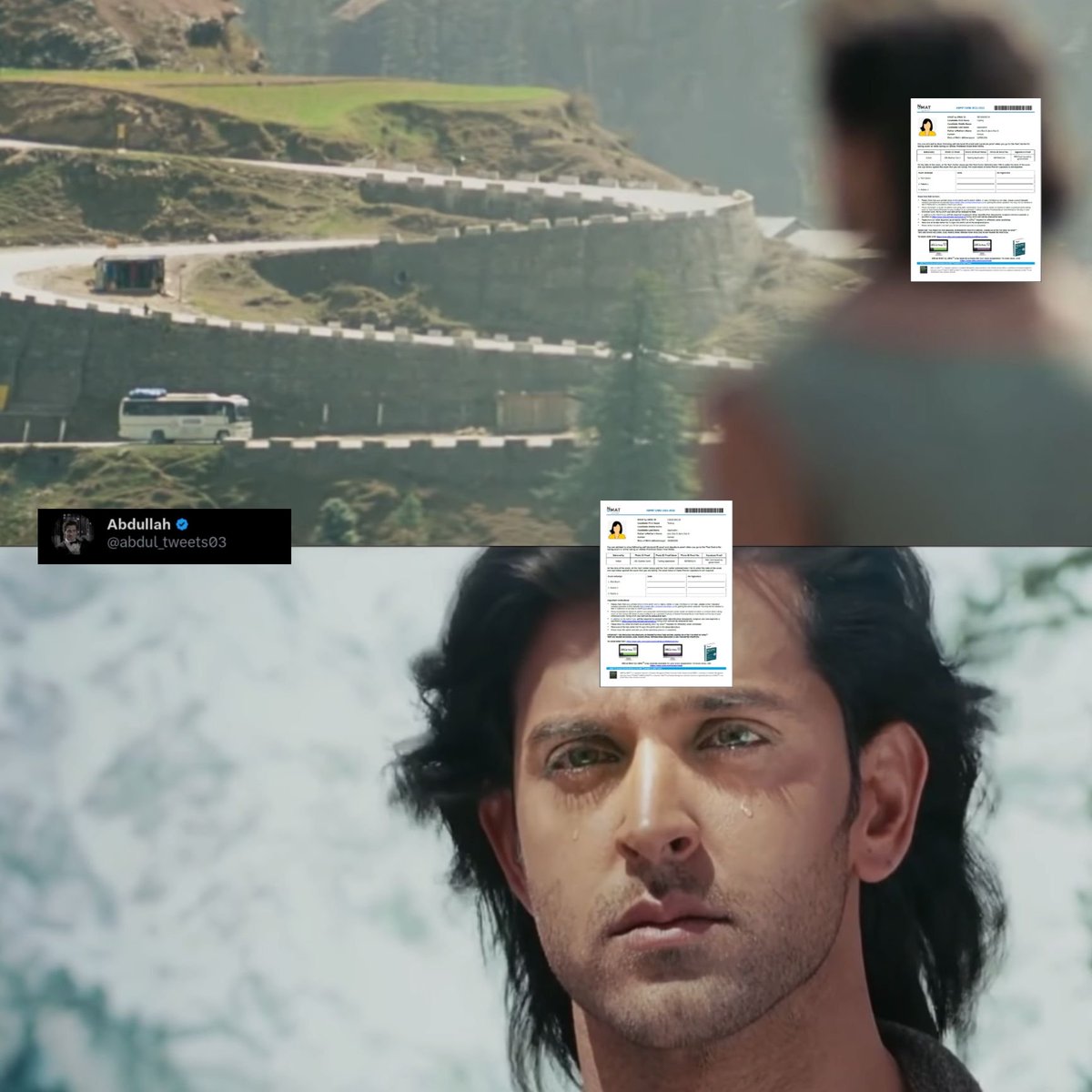My admit card watching me going to the exam centre with a light bill