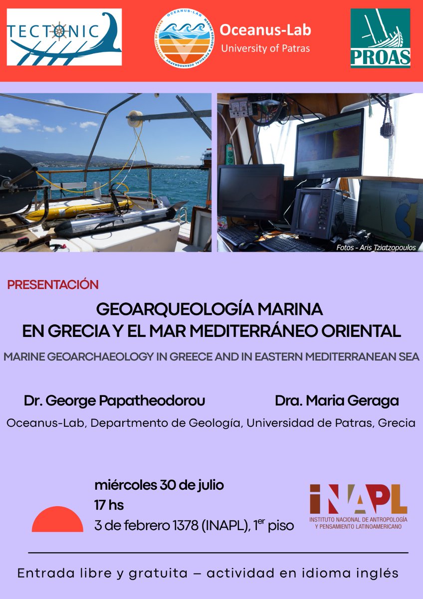 Conferencia internacional en el INAPL

Marine Geoarchaeology in Greece and in Eastern Mediterranean Sea

📌 Entrada libre y gratuita
📢 La charla será en inglés
📍 Salón 1° piso (acceso por escalera)
📍 3 de Febrero 1378, CABA

¡Los esperamos!
#INAPL #GeoarqueologíaMarina