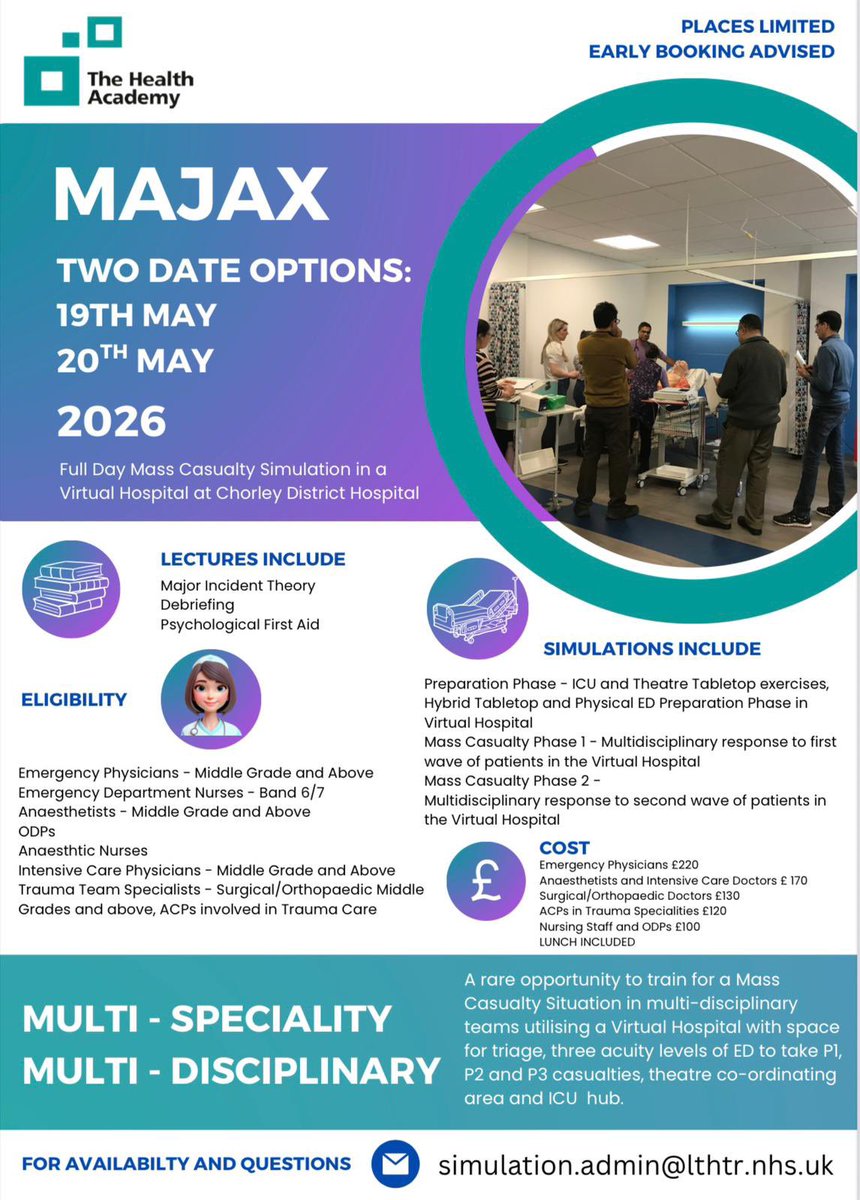 Resus&SimulationServices LTHTR (@resussimlthtr) on Twitter photo Join us in 2026 for our unique and highly sort after major incident simulated event. See poster for booking details. #simulation #Majorincident #MajorAccident #emergencydepartment #Lthtr #bestsimulationteamever #nurses #doctors #anaesthetist <a href="/K_Walthall/">Kirsten Walthall</a> <a href="/SisterScrappy/">Liz Midwinter</a> Join us in 2026 for our unique and highly sort after major incident simulated event. See poster for booking details. #simulation #Majorincident #MajorAccident #emergencydepartment #Lthtr #bestsimulationteamever #nurses #doctors #anaesthetist <a href="/K_Walthall/">Kirsten Walthall</a> <a href="/SisterScrappy/">Liz Midwinter</a>