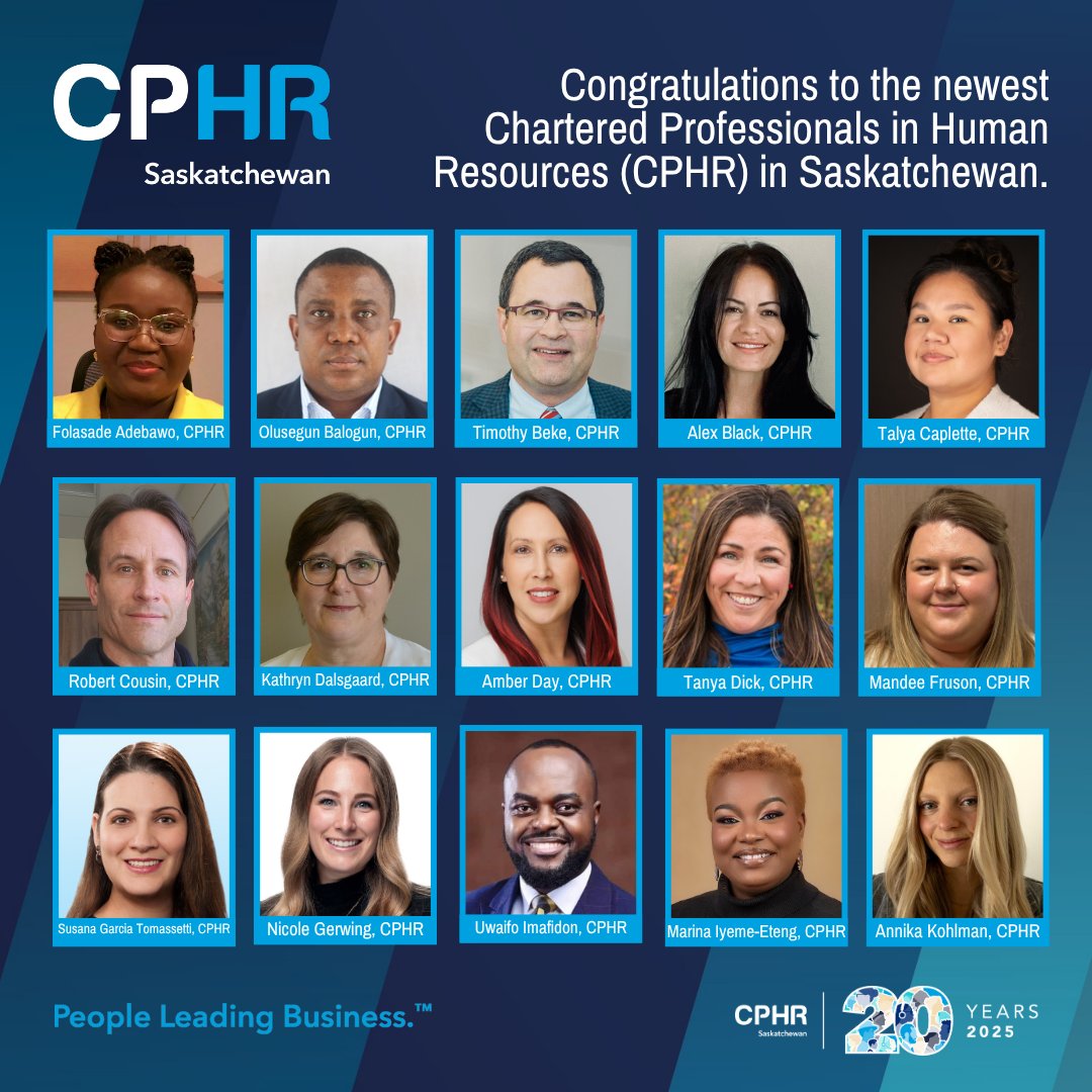 CPHRSK's tweet image. 🎉Congratulations to our newest CPHRs in Saskatchewan!🎉

#CPHR #PeopleLeadingBusiness #HR #HumanResources
