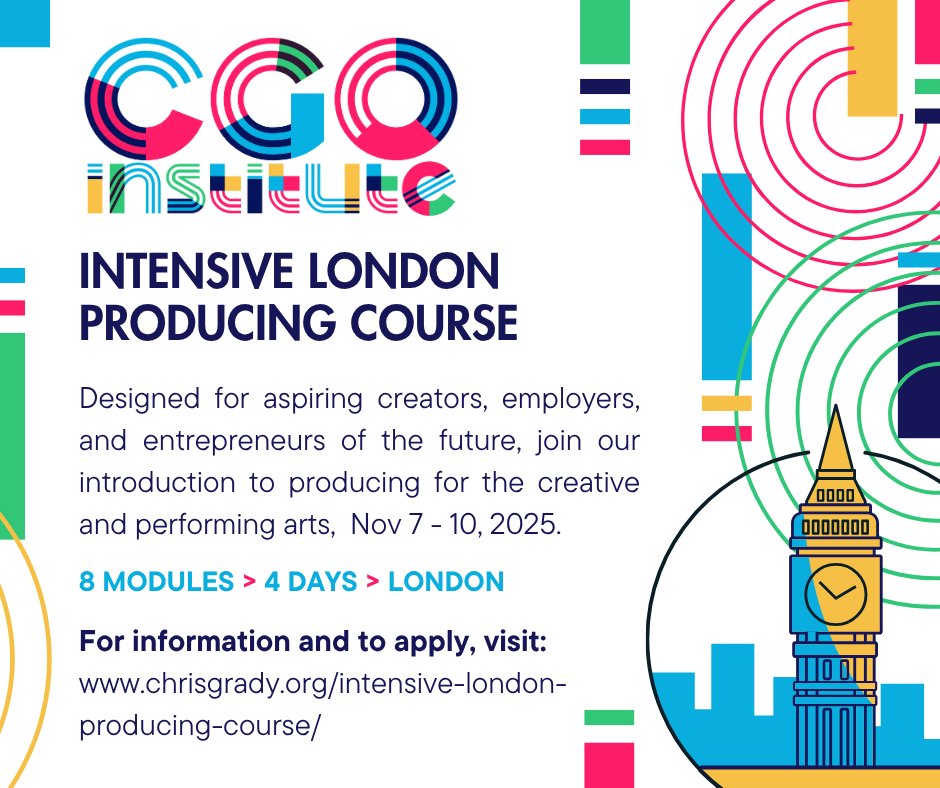 @Chrisgrady is offering an intensive 4-day London Producing Course for aspirational creative producers from around the world. “We need more Creative Producers, join us and then change the world one show at a time” chrisgrady.org/cgo-institute-…