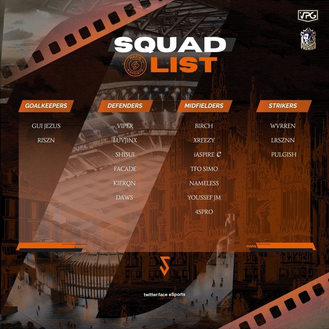 FACE ESPORTS (@_faceesports) on Twitter photo 🚨 OFFICIAL SQUAD LIST 🚨
A new season, a new story to write… 📖
These are the names that will make history! 🔥
<a href="/VPGPremier/">VPG Esports Premier</a>
#Faceup #ReadyForBattle 🚨 OFFICIAL SQUAD LIST 🚨
A new season, a new story to write… 📖
These are the names that will make history! 🔥
<a href="/VPGPremier/">VPG Esports Premier</a>
#Faceup #ReadyForBattle