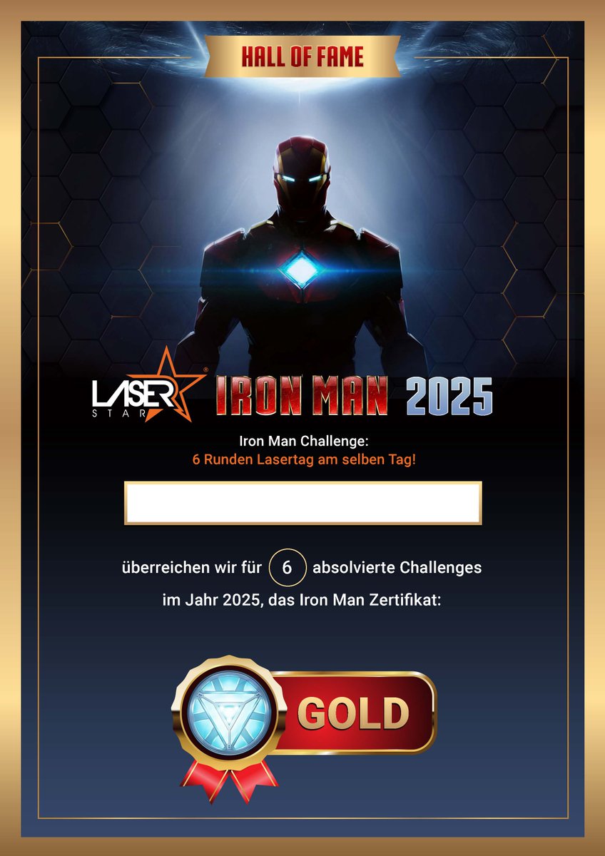 _Laserstar's tweet image. 🎯 Ferienstart = Iron Man Time!
6 Runden Lasertag an einem Tag – schaffst du&apos;s?
🏆 Bronze, Silber, Gold oder Platin sichern!

🔥 Jetzt als Ferienaktion bei Laserstar Berlin:
👉 laserstar.rocks/berlin/iron-ma… 

#IronManChallenge #LaserstarBerlin #Ferienstart #Lasertag