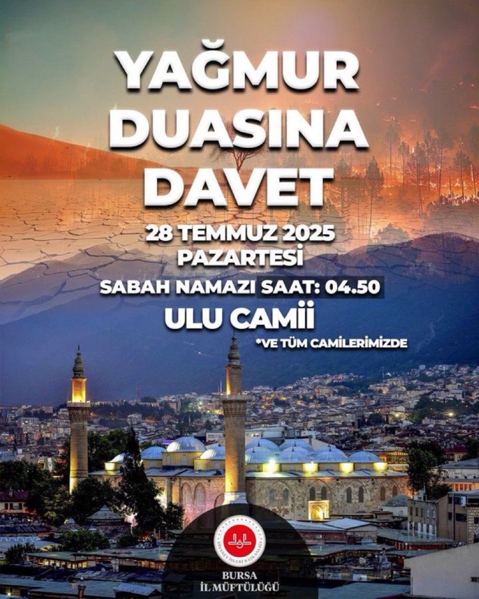 Bir Halk Türküsü şöyle: 

Kestel ovası sulak
Kanalları dolu savak
Düdenleri çekince
Toprağı olur yatak

Ders: İnsanoğlu’nu; aymazlığını, hırsını, öfkesini ve saldırganlığını çekince yağmura da duaya da hacet kalmıyor. Direkt Allaha yakarın bence; “Allahım insanın şerrinden koru”