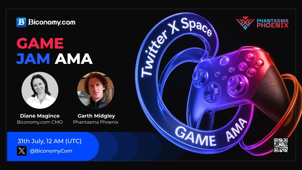 BiconomyCom's tweet photo. 🎮🔥 https://t.co/egaqT81Snr x #Phantasma Game Jam #AMA 🔥🎮

Join us for an exclusive AMA with Garth Midgley, CEO of #GoatiE, the gaming studio behind @PhantasmaChain Phoenix upgrade!

Discover what’s coming for Web3 gaming, GoatiE's partnership with AMD & Intel, and how YOU can win from the upcoming Game Jam 👾

🗓️ July 31
🕛 12 AM UTC
📍 @BiconomyCom X/Twitter Space

#BiconomyCom #BIT #Crypto #Blockchain #CryptoNews #cryptomarket #cryptocurrency #cryptocurrencies #cryptos #cryptocommunity #web3 #traders #investors #BlockchainGaming