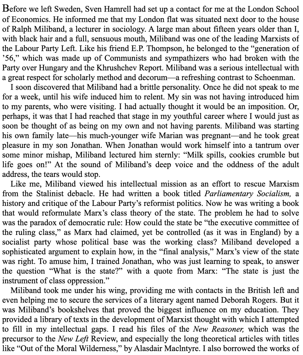 intothefuture45's tweet image. Currently reading Radical Son, David Horowitz's memoir of his upbringing in a Communist family, as a creator of the New Left, and his break with the Left as a whole. Here he recounts meeting Ralph Miliband, father of our environment secretary Ed Miliband, during time in London.