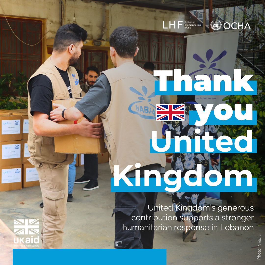 Thank you #UnitedKingdom 🇬🇧, for your generous contribution to the Lebanon Humanitarian Fund.
Your support empowers local actors &amp; enables adaptive, flexible programming to reach thousands affected by the ongoing economic collapse and the devastating impacts of conflict.