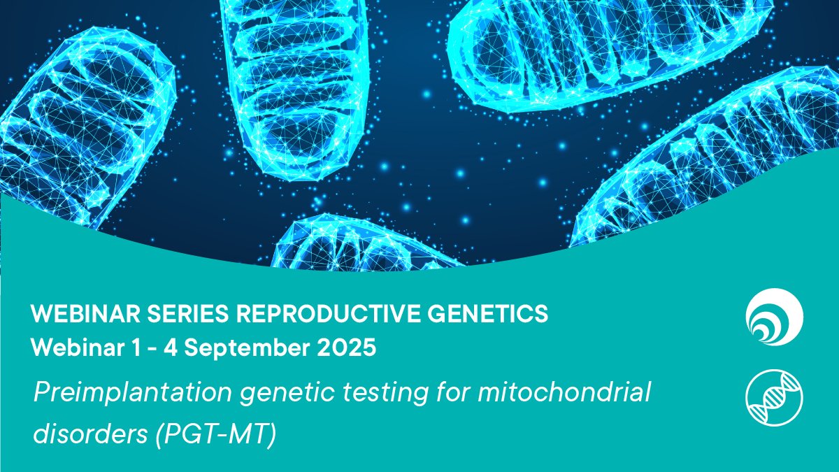 ESHRE's tweet image. 🧬Join our live webinar on #PGT for mitochondrial disorders (PGT-MT) - the future of reproductive genetics!
🗣️ Debby Hellebrekers
🎙️ Moderators: N. Castelluccio &amp;amp; R. Pillai
📅 4 Sept 2025 | 17:00 CEST
💬 Live Q&amp;amp;A
🔗 eshre.eu/Education/Webi…
#ESHRE #Webinar #ReproductiveGenetics