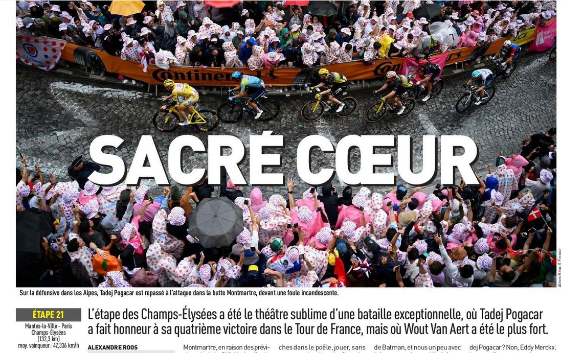 alainmoutonVL's tweet image. Prachtige titel van L'Equipe over de etappe van gisteren op Montmartre. @LeTour
