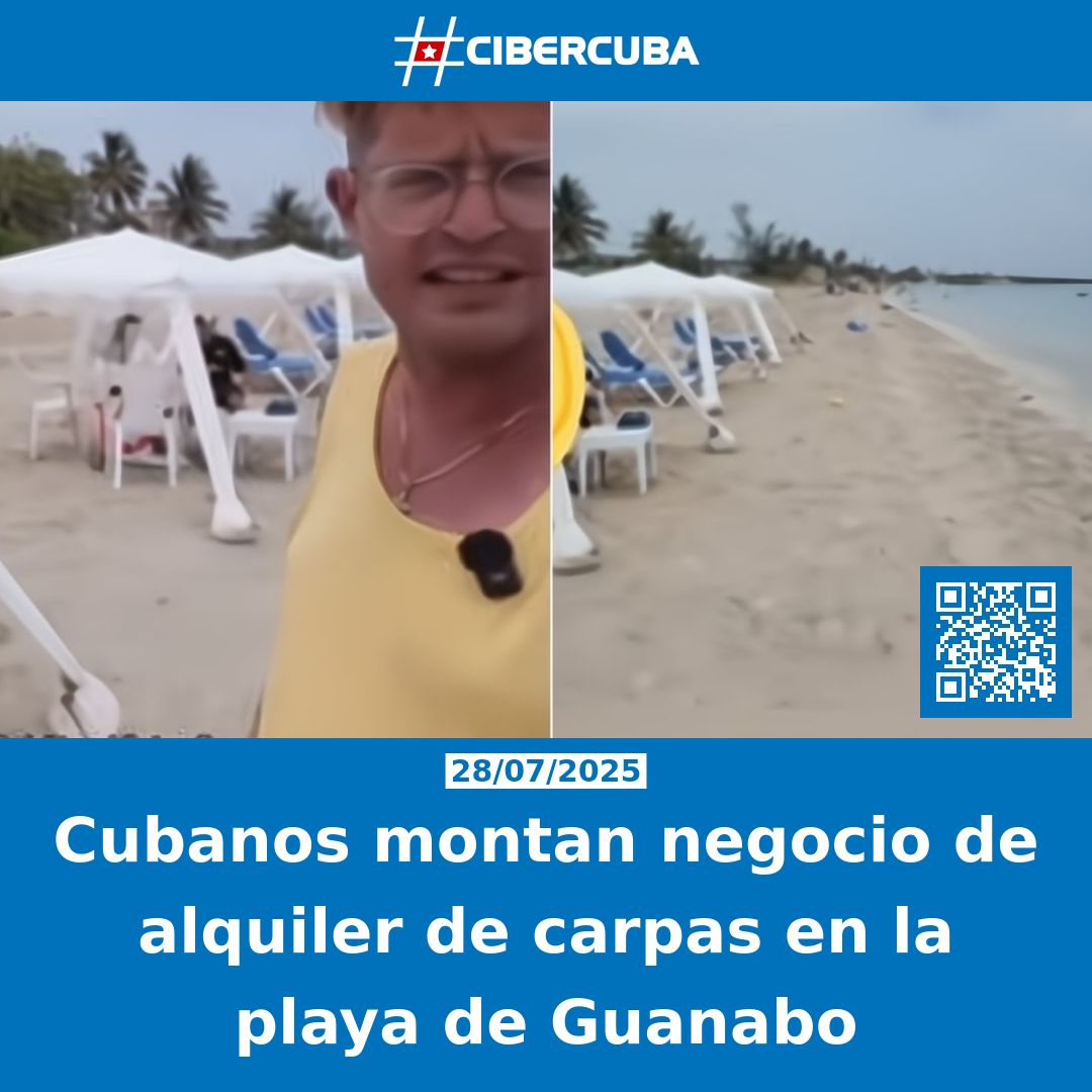 CiberCuba's tweet image. Cubanos montan negocio de alquiler de carpas en la playa de Guanabo
Leer más: shrlnk.org/noticias/2025-…