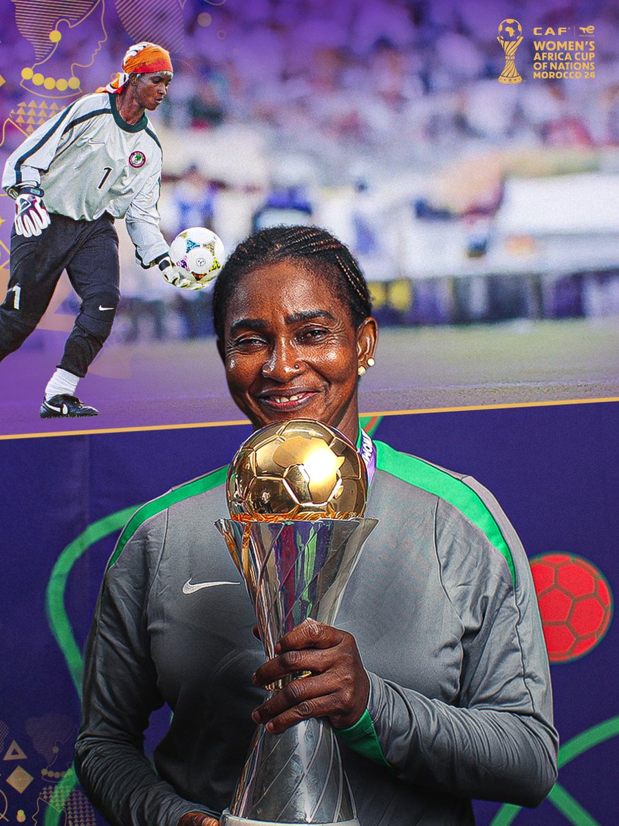CAFwomen's tweet photo. She defended the dream in ‘98.
She’s built it in ‘24. 🧤🇳🇬

Ann Chiejine is a born winner. ✨

#TotalEnergiesWAFCON2024 | #BornWinners https://t.co/tKMK1nOax2