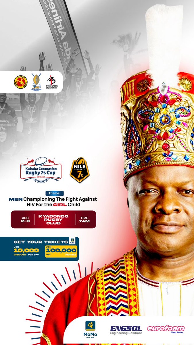 Ssabasajja Kabaka Ronald Muwenda Mutebi II asimiye tukyaze #Kabakacoronationrugby7s 🙏

🗓 2nd–3rd August, 2025

#KyadondoIsHome #BugandaKingdom 
#TubeereBalamu #MatikkiraAt32