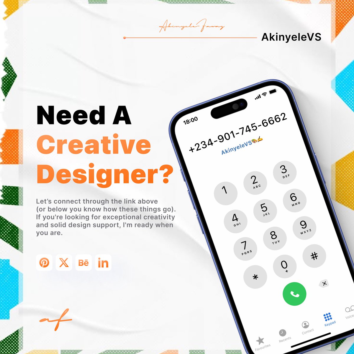 AkinyeleVS's tweet image. Are you in need of standout visuals and designs for your business or personal brand?
Let your brand speak confidently with designs that get real results.
📞 Reach out to me for quality-driven, creative design solutions where strategy and style go hand in hand.

#CreativeDesigner
