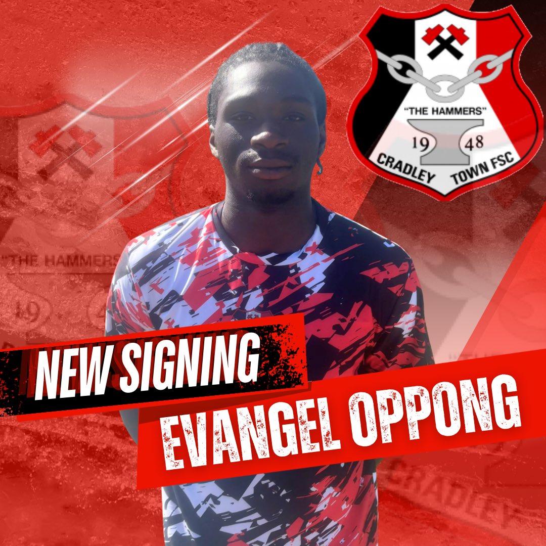 CradleyTown_FC's tweet photo. 🚨 SIGNING ALERT 🚨
Please welcome Evangel Oppong to the Cradley Town family! 

Evo is a raw, powerful centre forward who brings strength, hunger, and serious potential to the squad

We can’t wait to work with the big man and see what he can bring to the pitch. Let’s get to work! https://t.co/q5EO2mmb30