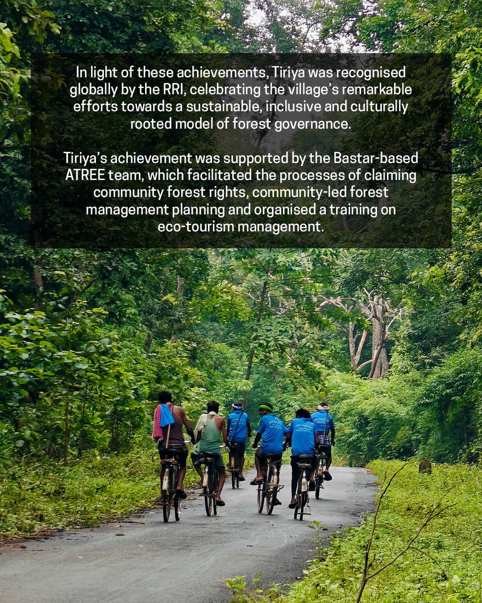 atree_org's tweet image. The community-led forest governance, successfully initiated by Tiriya village, serves as a model example for inclusive, sustainable development rooted in traditional knowledge and collective action. 
Tiriya was recognised as one among the top 15 communities, out of the 190…