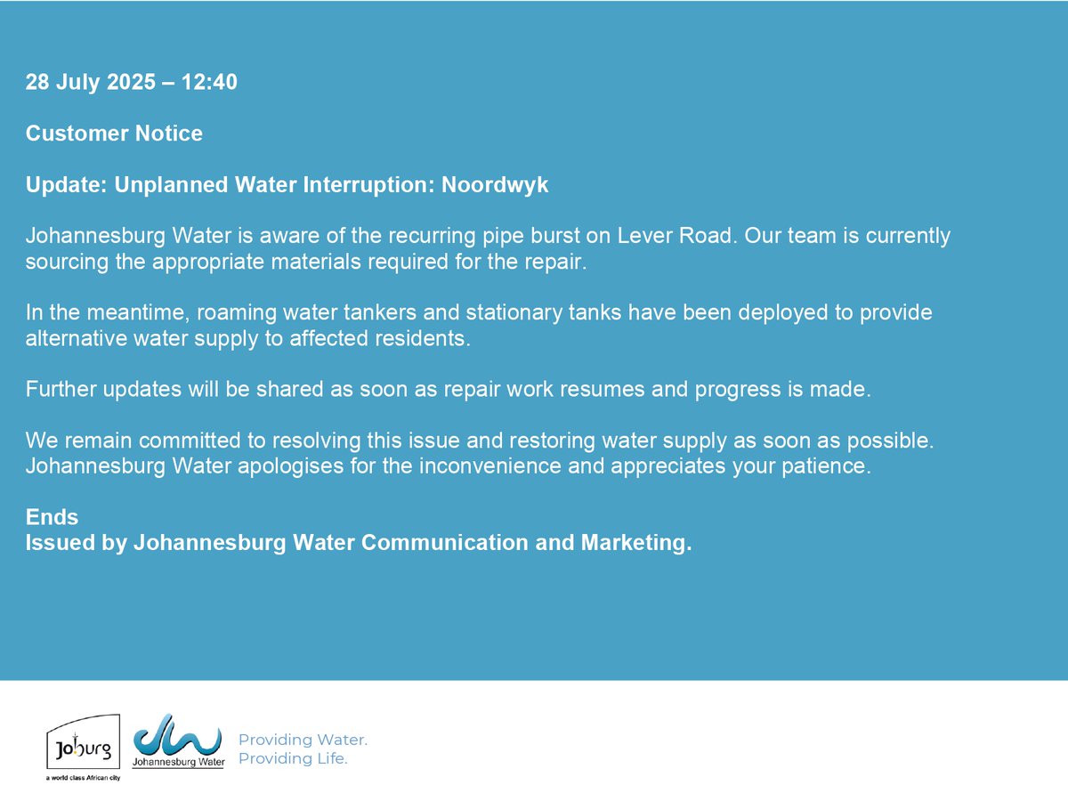 Johannesburg Water tweet media
