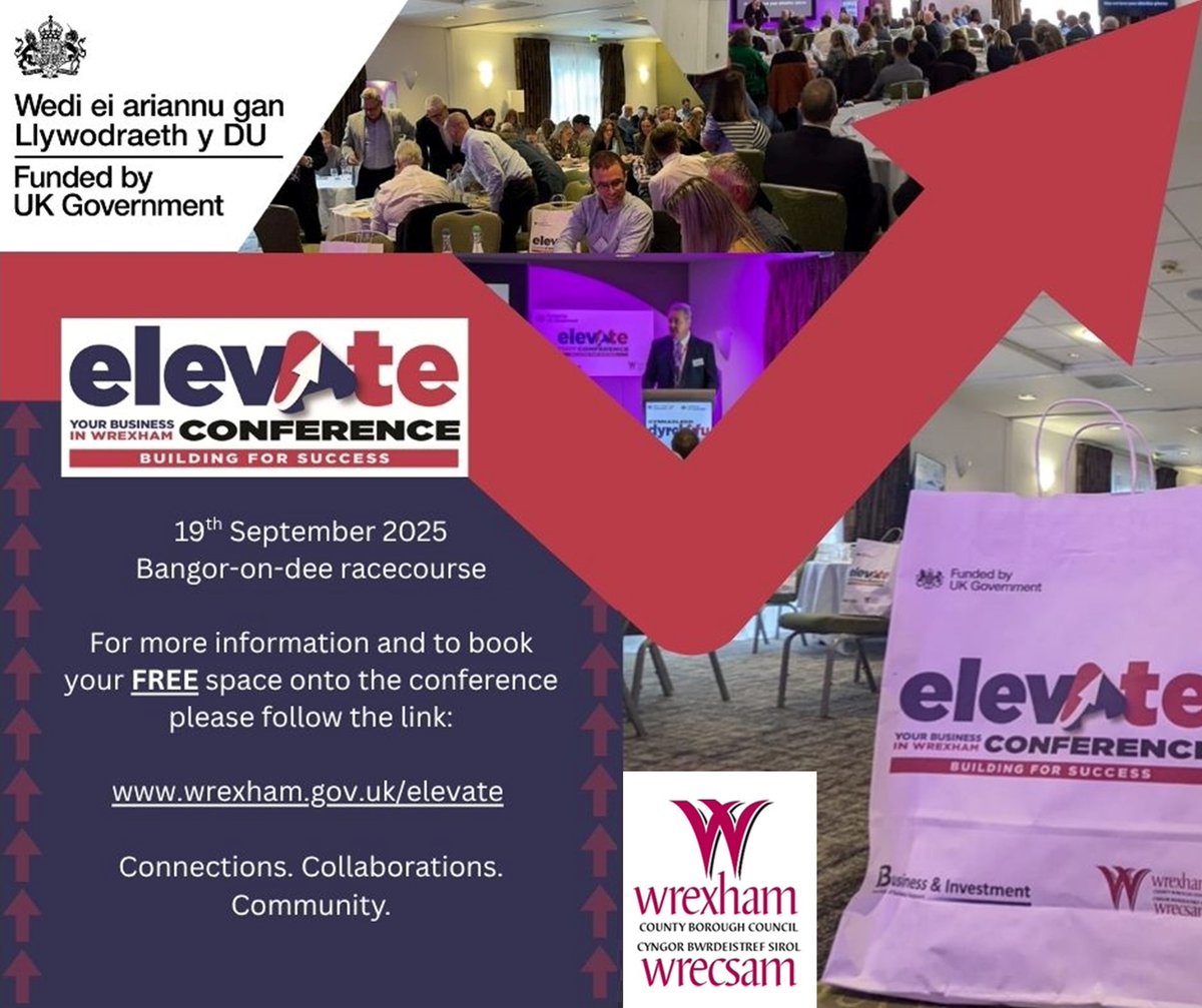 Business and Investment - Wrexham Council (@wxmbizsupport) on Twitter photo Back by popular demand: Elevate Your Business in Wrexham 2025!
Friday 19 September | 9:30–5 | Bangor-on-Dee Racecourse
Big-name speakers, local success stories, FREE to attend!
Find out more & book to attend – limited spaces:
wrexham.gov.uk/elevate Back by popular demand: Elevate Your Business in Wrexham 2025!
Friday 19 September | 9:30–5 | Bangor-on-Dee Racecourse
Big-name speakers, local success stories, FREE to attend!
Find out more & book to attend – limited spaces:
wrexham.gov.uk/elevate