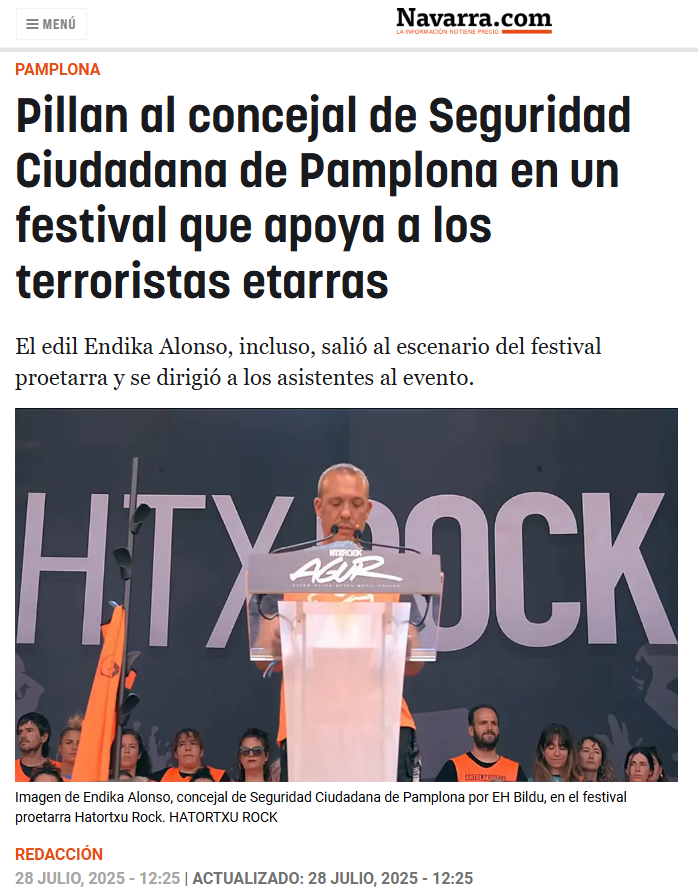 VoxNavarra's tweet image. ‘Hasta que vuelvan todos a casa’.
Podrías pensar que, como concejal socialista de Pamplona con compañeros asesinados por terroristas, se refería a los más de 200.000 exiliados por culpa de ETA. Pero no, este energúmeno ha declarado su apoyo explícito a los terroristas.
Esto es…